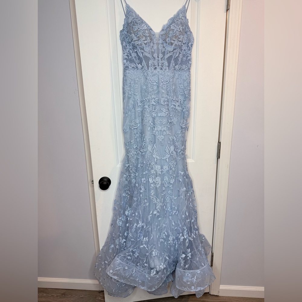 PROM Ellie Wilde Light Blue Lace Dress. Gorgeous! Altered to fit 5’2 115lb